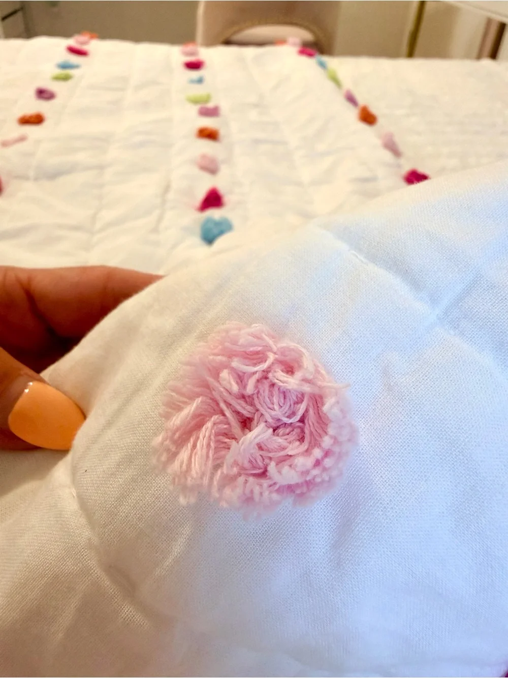Pottery Barn Kids Bright Pom-Pom Twin Quilt